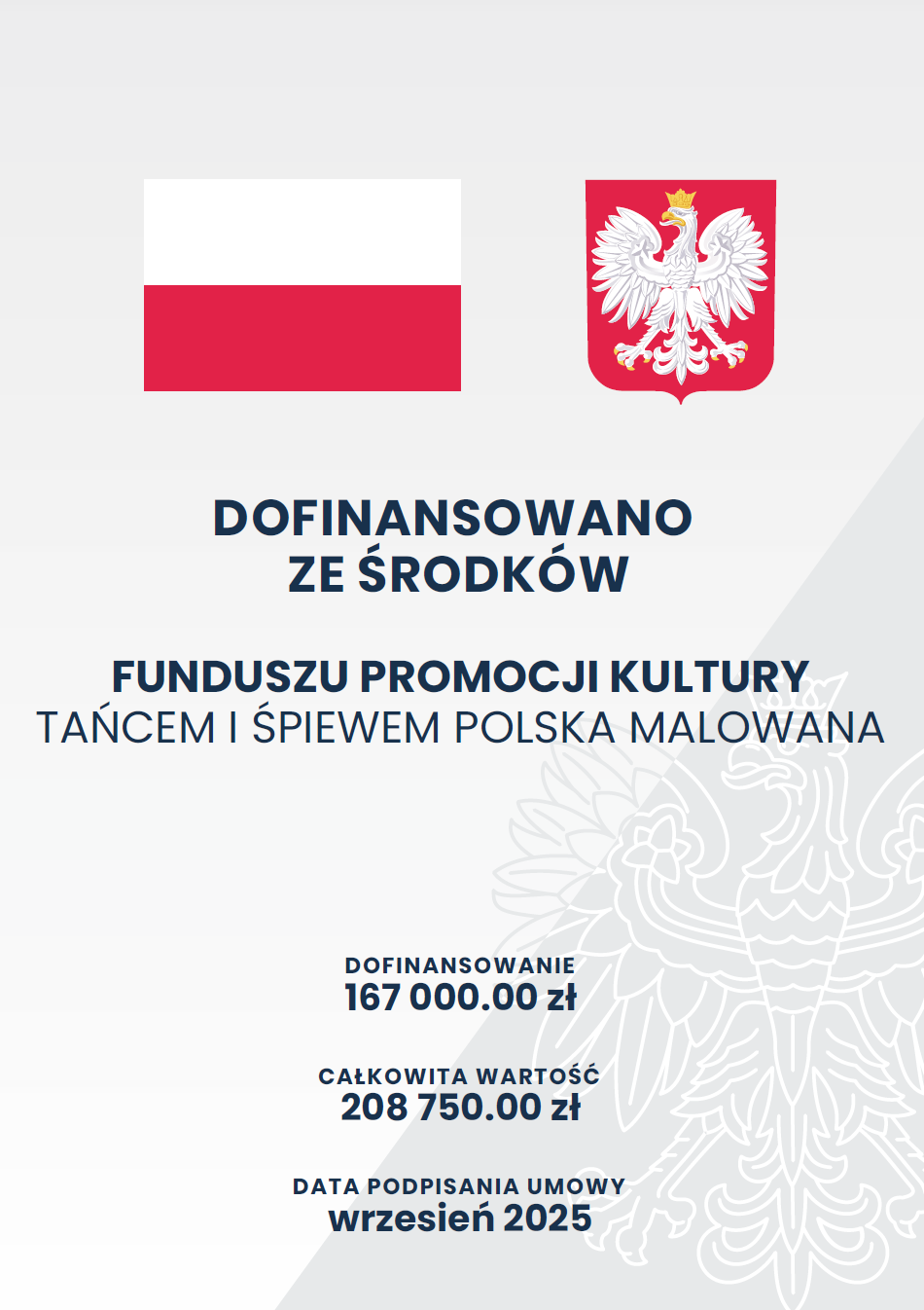 Informacja o dofinansowaniu - Tańcem i śpiewem Polska malowana 